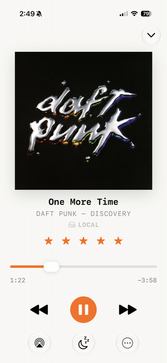 Streamless Music on iPhone — Now Playing with artwork, rating, and offline playback