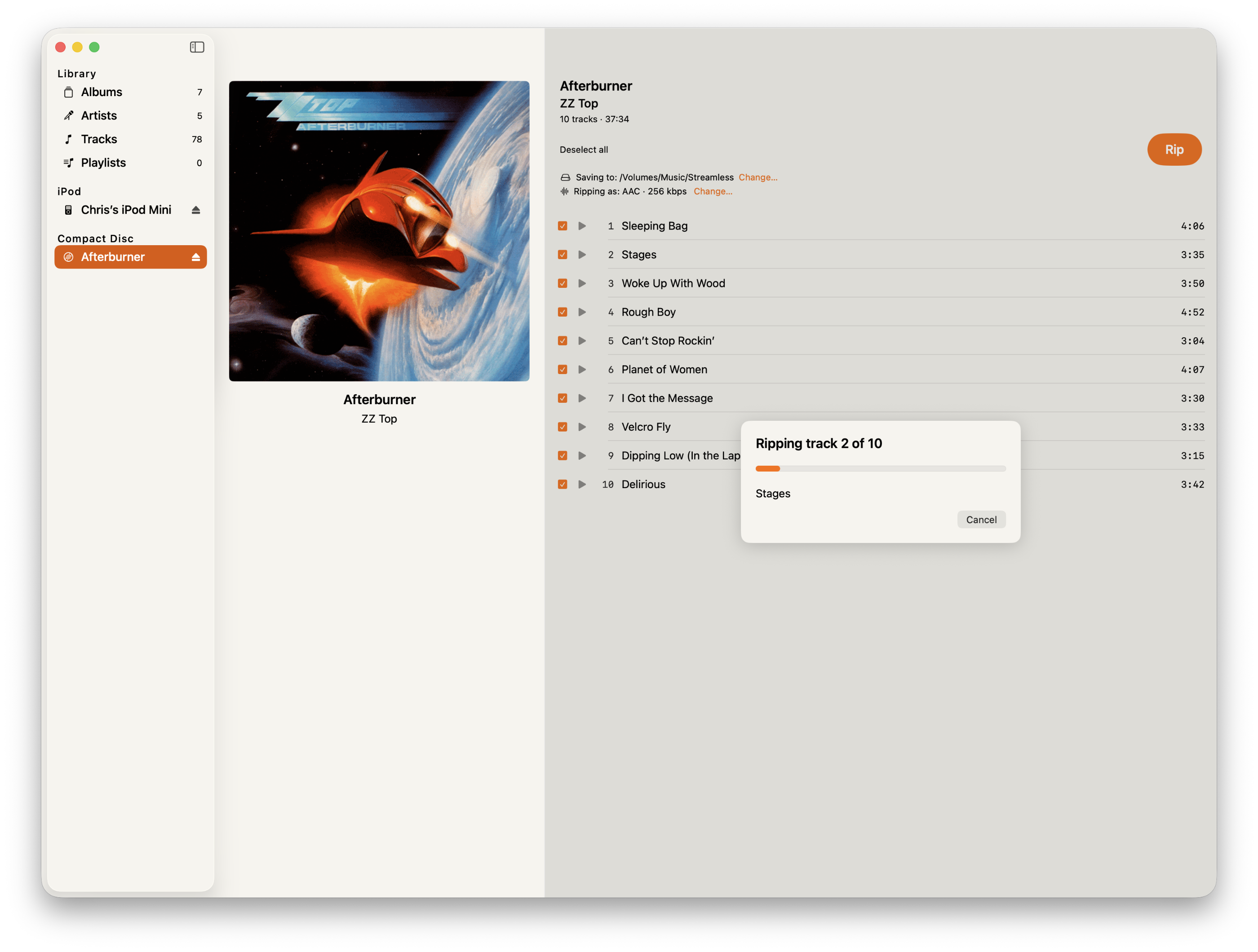 Streamless ripping a CD to your library